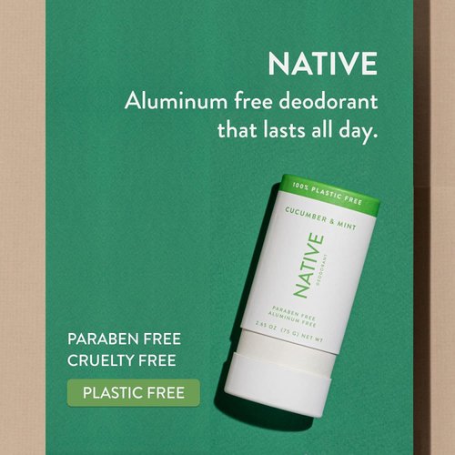 Native Deodorant Contains Naturally Derived Ingredients, 72 Hour Odor Control | Deodorant for Women and Men, Aluminum Free with Baking Soda, Coconut Oil and Shea Butter | Cucumber & Mint
