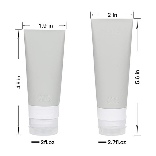 Portable Soft Silicone Travel bottles Set - 6 Pack Leakproof Silicone Travel Bottles,Cosmetic Toiletry Containers(Pink+Green+Grey)