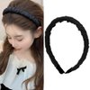 Ancnoz Black Satin Headband for Women Girls Black Non Slip Silk Hairband Hair Band Hoop for Women’s Long Short Hair Elegant French Hair Accessories