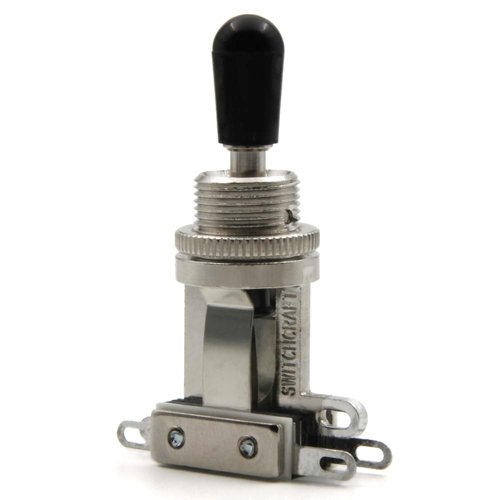 Switchcraft 3 Way Toggle Switch w/Genuine Tip, Short Toggle for Les Paul Electric Guitar (Black Tip)