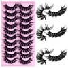 LuckForever 10 Pairs False Eyelashes Russian Strips Eye Lashes Wispy False Lash Fluffy Eyelash Extension Natural Look D Curly Volume Fake Eyelashes Reusable Faux Eye Eyelash for Women Girls