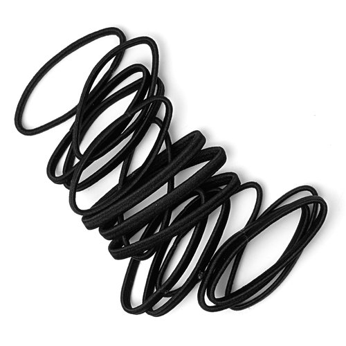 RED by Kiss 5mm 16 Count Elastic Hair Band, Flat Black Hair Tie for All Type Hair, Ponytails Pain...