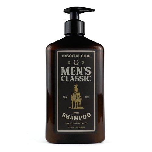 Unsocial Club Men's Shampoo | Hydrating and Cleansing Shampoo for All Hair Types | All Natural Shampoo For Men | 16.9 oz