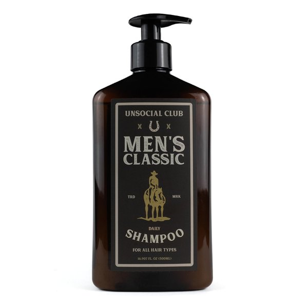 Unsocial Club Men's Shampoo | Hydrating and Cleansing Shampoo for All Hair Types | All Natural Shampoo For Men | 16.9 oz