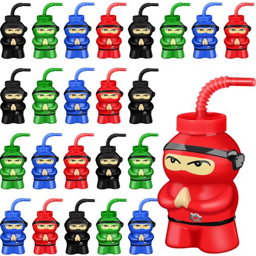 Layhit 24 Pcs Ninja Birthday Supplies Party Favor Cups Ninja Plastic Shape Plastic Cup,10 oz Ninj...