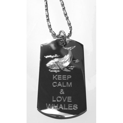 Hat Shark Keep Calm and Love Ocean Whales - Military Dog Tag, Luggage Tag Metal Chain Necklace