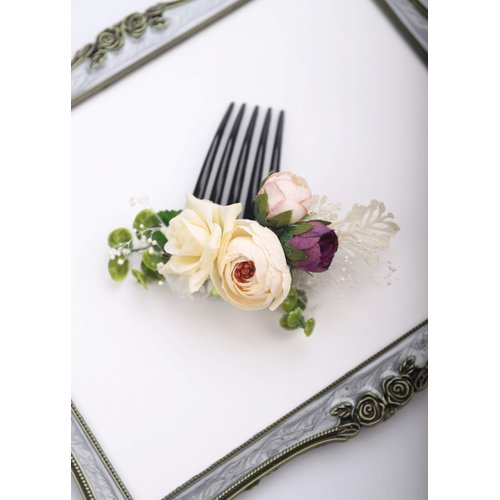 Kercisbeauty Champagne Flower Hair Comb Wedding Women Floral Hair Piece for Brides Bridal Tiara Flower Headband Girls Party Headpiece