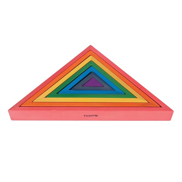 TickiT - 73418 Wooden Rainbow Architect Triangles - Nesting Puzzle - Stacking Blocks for Ages 1+