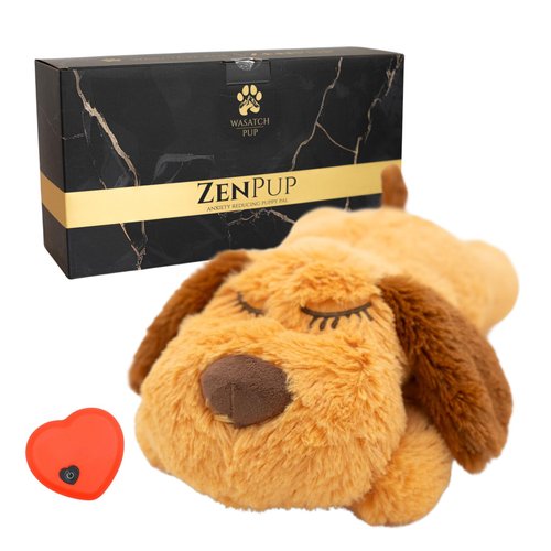 WASATCH PUP Dog Plush Toys - Zen Pup Stuffed Animal Dog Toy - Anxiety Reducing Puppy Toys to Keep Them Busy - Comforting Puppy Toys for Play and Relaxation (Brown)