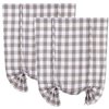 2 Pack Buffalo Check Plaid Tie Up Shades Farmhouse Style Gingham Rod Pocket Window Curtain for Kitchen 42x63 Inches White and Black (White and Grey)