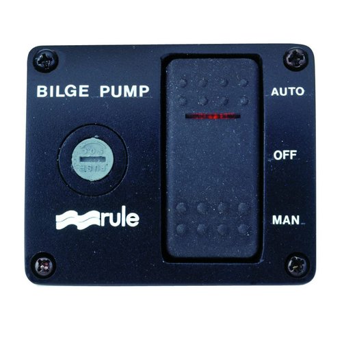 Rule 43 Marine Deluxe Plastic Rocker Panel Switch (12-Volt) , Black, 2-7/8" W x 2-3/8" H