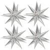 50 Pcs Silver Foil Cone Star Balloons Big 26 inch Silver Explosion Star Mylar Balloons 12 Point 3D Starburst Star Balloons for Party Supplies Christmas Birthday Wedding Decorations Party Supplies