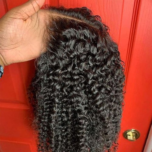 SUNTU 13x6 Kinky Curly Lace Front Wigs Human Hair 180% Density 13x6 HD Transparent Lace Frontal Wigs Human Hair Deep Curly Wigs Wet and Wavy Lace Front Wigs for Black Women(16 Inch)