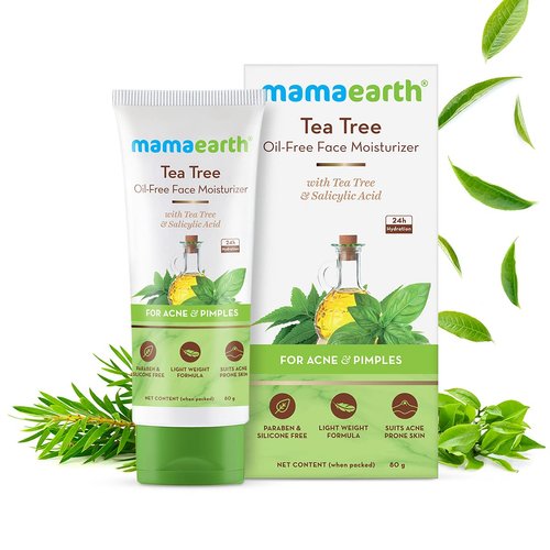 MAMAEARTH Tea Tree & Salicylic Acid Oil-Free Face Moisturizer | with Anti Acne & Anti Pimples Properties | Controls Oil & Gives Long Lasting Hydration | Non-Comedogenic | 2.71 Fl Oz/80 ml