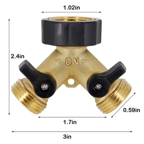 Lifynste 2 Way Brass Hose Splitter, 3/4" Brass Hose Connectors, Y Connector Garden Hose Adapter Connector, 1 Pack