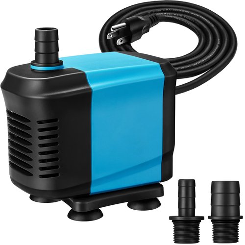 KEDSUM 550GPH Submersible Pump(2500L/H, 40W), Ultra Quiet Water Pump with 5ft High Lift, Fountain Pump with 6.5ft Power Cord, 3 Nozzles for Fish Tank, Pond, Aquarium, Statuary, Hydroponics Blue
