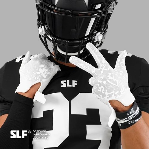 SLEEFS Football Receiver Gloves [1 Pair - Medium] - No Slip, Crazy Sticky Silicone Grip - Youth and Adult Sizes - White