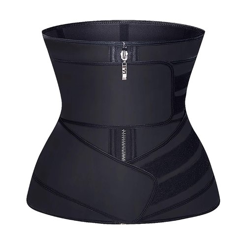 YIANNA Latex Waist Trainer for Women Tummy Control Jsculpt Double Sweat Trimmer Belt Workout Training Sport Girdle, YA2223-Black-M