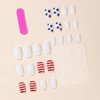 Independence Day Square Press on Nails Medium Fake Nails with Line Designs Red White Full Cover Acrylic Nails 4th of July Artificial Blue Star Nails for Women Girl 24 Pcs