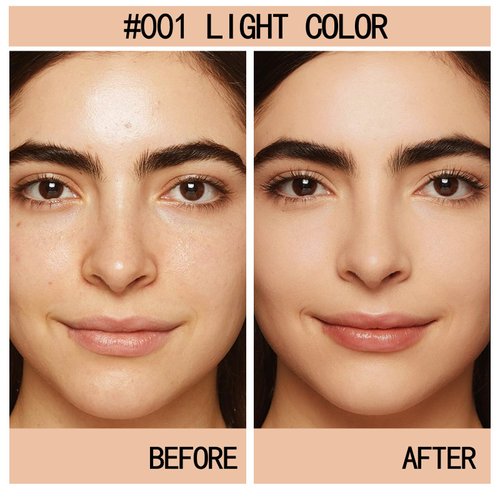 Apooliy Powder Foundation,Long Wear Full Coverage Foundation with Sponge,Flawess Demi-Matte Finish,Brighten Correcting Color