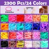 24 Colors Rubber Bands for Hair, 2300 Pcs Elastic Hair Bands Baby Girl Hair Ties Mini Hair Rubber Bands with 5 Hair Styling Tools 20 Hair Clips Hair Accessories for Toddler Baby Girl Kids