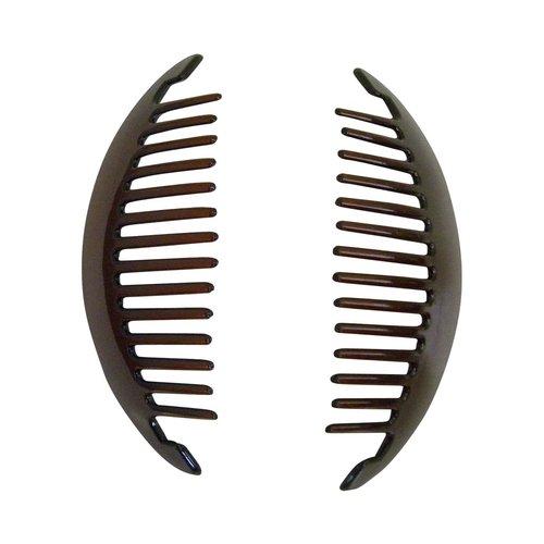 Brown 6.5 Inch Banana Clip Hair Clincher Interlocking Two Sides Hair Comb