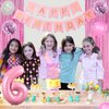 JOYMEMO Sweet Sassy and Six Birthday Decorations Girl, Pink Sweet Six Birthday Party Supplies with Donut Ice Cream 6th Birthday Cake Topper, Birthday Girl Sash, Happy Birthday Banner, Tinsel Curtain