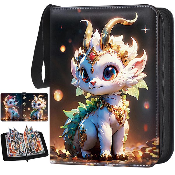 Tenmorn Card Binder for Pokemon Cards 4-pocket 400 Pockets.Trading Card Holder Album Book Case for TGC MTG Card.with 50 Removable Sleeves.for Collectors Boys Girls Toys Gift(black)