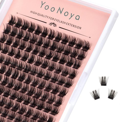 YOONOYA Lash Clusters 144 PCS Individual Lashes 12mm Eyelash Clusters D Curl Cluster Eyelash Extensions Natural Wispy Cluster Lashes Reusable Eyelash Extension Lasting Lash(QD-12mm)