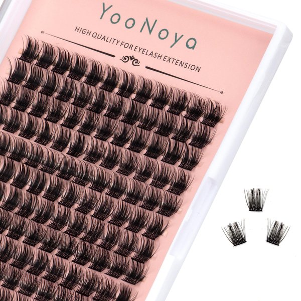YOONOYA Lash Clusters 144 PCS Individual Lashes 12mm Eyelash Clusters D Curl Cluster Eyelash Extensions Natural Wispy Cluster Lashes Reusable Eyelash Extension Lasting Lash(QD-12mm)