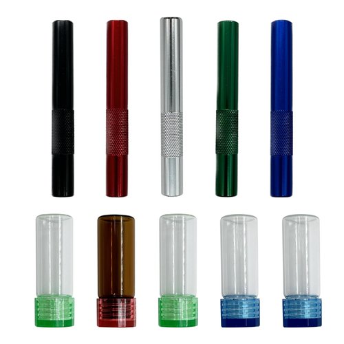 Portable Set of Glass Storage Bottles and Metal Straws for Outdoor Travel, Mixed Colors 10 PCS