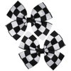 2 pcs Checkered Hair Bow Clips for Women Girls Bows Hair Clips Small Butterfly Hair Clips 4 Inch Black and White Racing Fan Hair Accessories for Ponytails Pigtails Braids