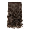 REECHO 20" 1-pack 3/4 Full Head Curly Wave Clips in on Synthetic Hair Extensions HE008 Hair pieces for Women 5 Clips 4.5 Oz Per Piece - Dark Chocolate Brown