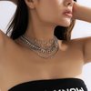 Simple Heart Necklace Lolita Choker Chain Layered Cuban Chunky Silver Chain Necklace for Women Men Girls Chic y2k Clothes Jewelry (Silver 1)
