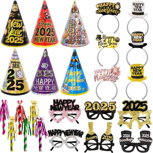 ceiba tree Happy New Years Eve Party Supplies 2025 New Year Eve Party Favors 6 Paper Hats 6 Paper...