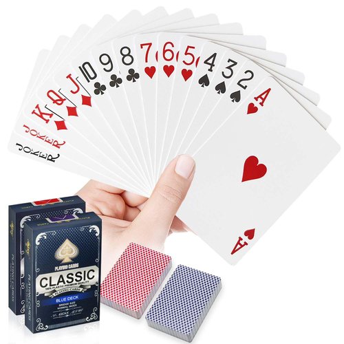 Wugauwor Plastic Waterproof Playing Cards,2 Decks,Red and Blue,Premium Professional Poker Cards,Bridge Cards,Standard Index for Blackjack, Canasta Card Game