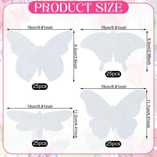 Motipuns 100 Pcs Color Diffusing Paper Butterflies Shape Color Diffusing Leaves 6 Inches Tissue Paper Leaves, Includes 4 Shapes for Personal Home Decoration Projects Writing DIY Greeting Cards
