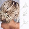 Heread Flower Bride Wedding Hair Pins Crystal Bridal Hair Piece Leaf and Pearl Hair Accessories for Women and Girls (Pack of 3)