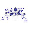 Micro Traders Blue Crystal Pearl Hair Comb Sapphire Pearl Hair Brush Flower Rhinestones Hair Combs Wedding Hair Accessories for Women Girls Lady