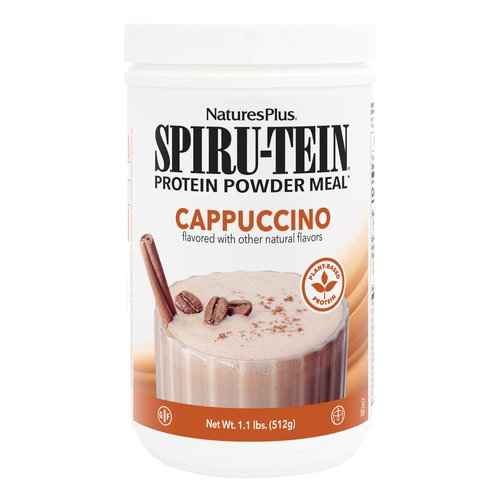 NaturesPlus SPIRU-TEIN Shake - Cappuccino Flavor - 1.1 lbs, Spirulina Protein Powder - Plant Based Meal Replacement, Vitamins & Minerals For Energy - Vegetarian, Gluten-Free - 16 Servings