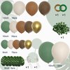 PERPAOL 148pcs Woodland Safari Jungle Wild One Balloon Garland Arch Kit Sage Green and Brown Sand white Balloons with Palm Leaves for Tropical Boho Birthday Party Supplies Baby Shower Decorations