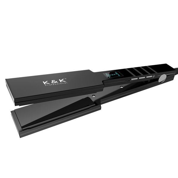 Professional Wide Titanium K&K Flat Iron 1.75 Inch Hair Straightener for Straight and Curly Hair (45mm)