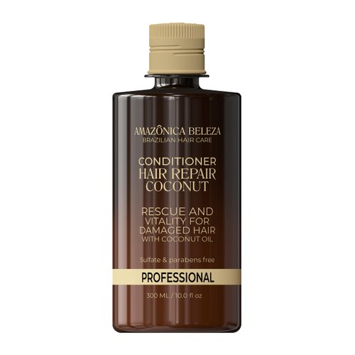 AMAZONICA BELEZA Conditioner and repair the hair with the vitamin and regenerating coconut oil Hair Repair (300ml / 10.1 Oz) | Professional Line | Multivitamin Repairing for Damaged Hair