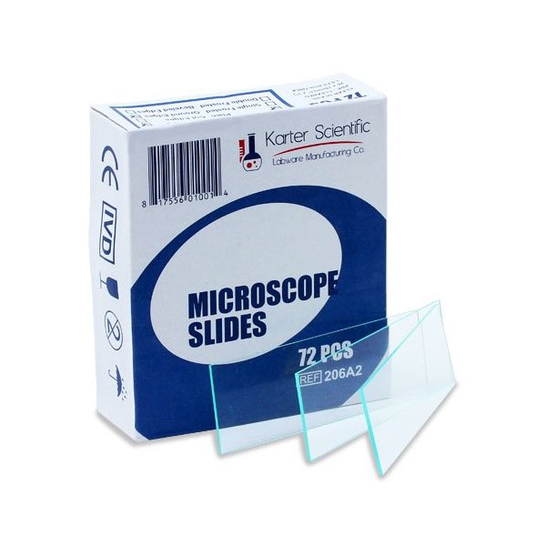 Microscope Slides, Ground Edges, Plain, 90 Corners, 3x1, Karter Scientific 206A2 (Pack of 72)