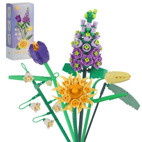 Mini Bricks Flower Bouquet Building Sets,1672 Artificial Flowers, DIY Unique Decoration Home, 534 Pieces Botanical Collection for Ages 8-12 yrs Old Girl for Gift（Not Compatible with Set ）