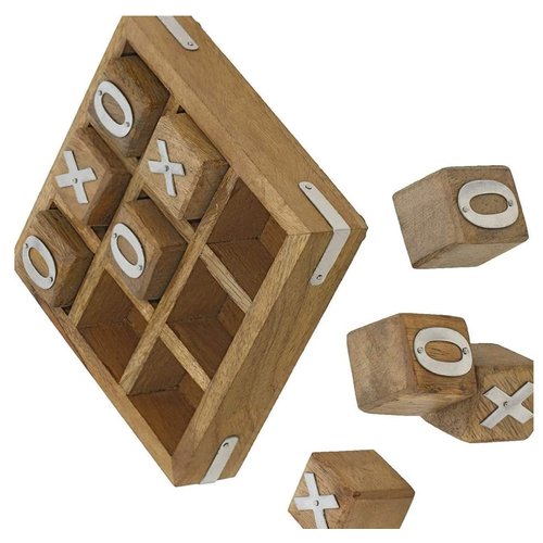 TOSQP27 Tic Tac Toe XO Blocks Game Brain Teaser Puzzle Wooden Handcrafted Family Board Games Unique Gifts for All Occasions