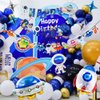 66Pcs Outer Space Birthday Party Supplies for Kids Universe Space Theme Party Decorations with Solar System Happy Birthday Banner Cupcake Toppers Rocket Astronaut Spaceship Balloons Planet Themed