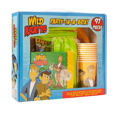 Wild Kratts Birthday Party Kit - All-in-One Celebration Pack for 10 Kids with Licensed Decorations, Environmentally Friendly Tableware, 5-Foot Banner, and Educational Adventure Supplies