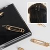15 Pcs Hair Pins Hair Clips Alloy Safety Pin Shape Hairpin Barrettes Goth Hair Pins Set Hairdressing Tool Hair Accessories (Gold)