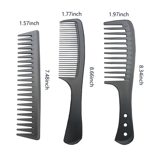 Professional Comb Set Black 6 Piece - Carbon Fiber Anti Static And Heat Resistant Comb-Fine and Wide Tooth Comb for Men and Women - Parting Teasing and Hair Styling